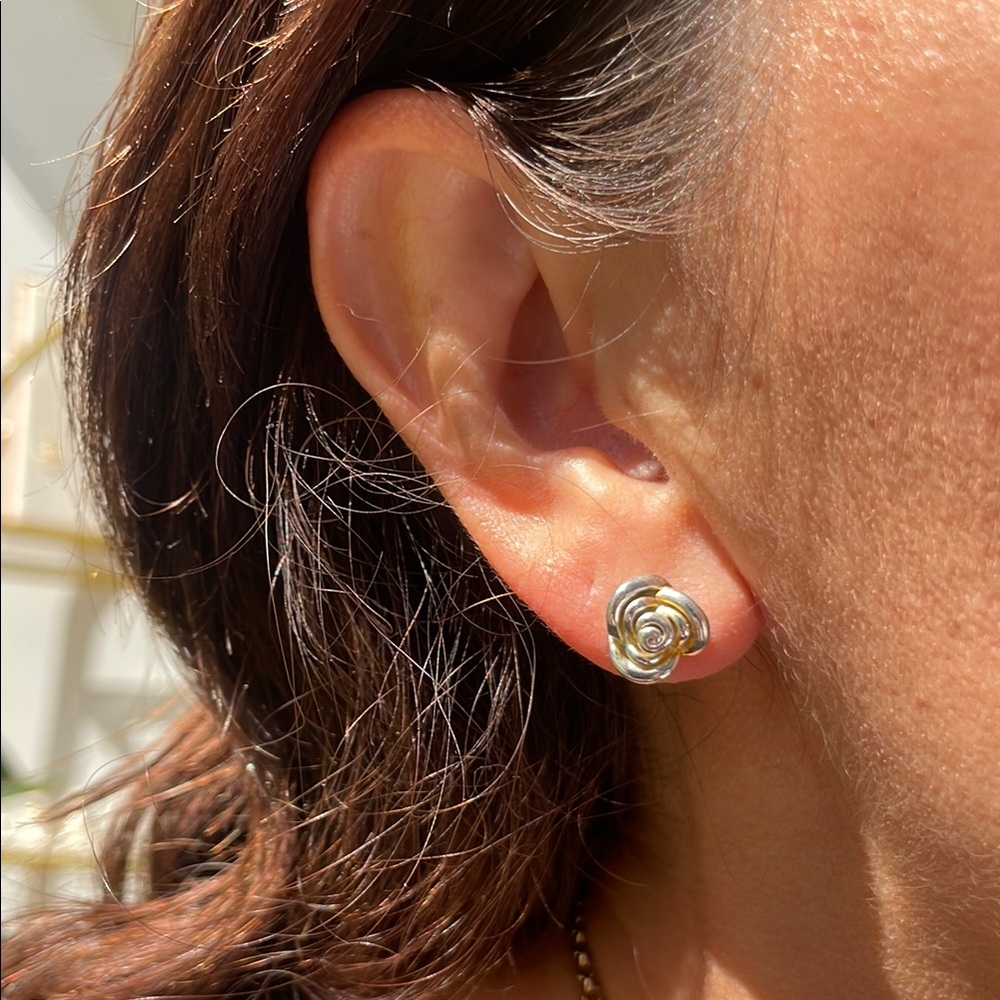 Elegant Silver and Gold Stud Earrings
